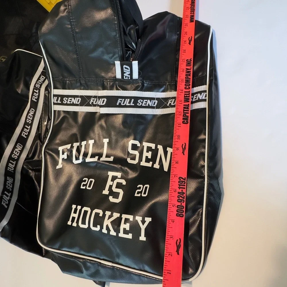 Full Send Hockey 2020 Equipment Bag Black White Logo Tarpaulin Sports Gym Bag
